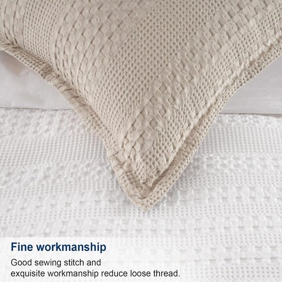 2 Pack 100% Cotton Ruffle Waffle Pillow Shams Oatmeal -King Size 20" x 36" NWT - Picture 5 of 5